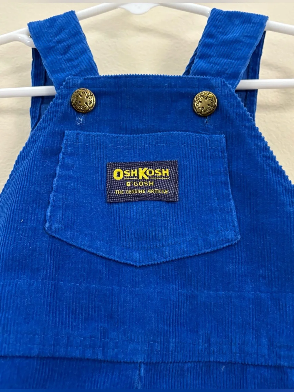 Vtg OshKosh B'gosh blue Corduroy Footie Overalls 6/9 months